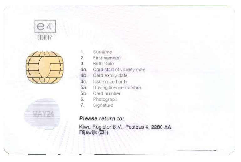 UK Driver Card (back)